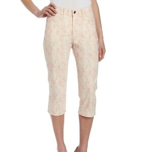 Lee Peach and White Animal Print Capri Denim Pants Size Women's 14